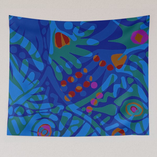 Item preview, Colorful Tropical Print Abstract in Blue and Green designed and sold by ntartworks.