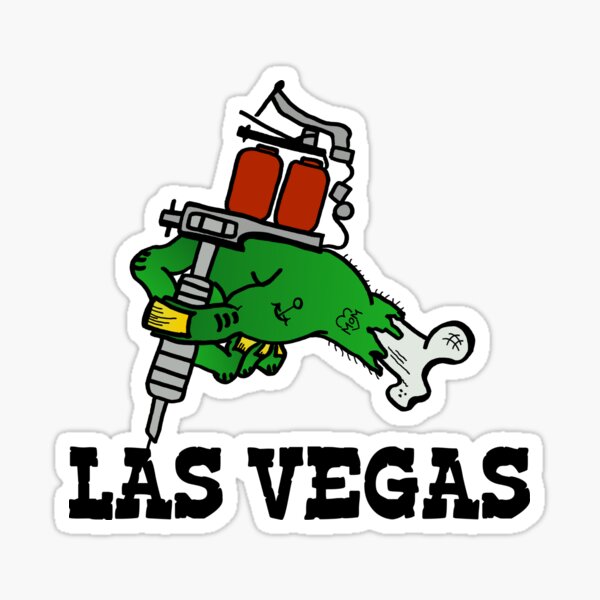 Eine Monsterhand tätowiert LAS VEGAS! - black Sticker