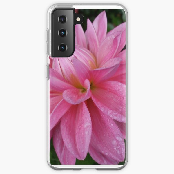 pink dahlia after a shower Samsung Galaxy Soft Case