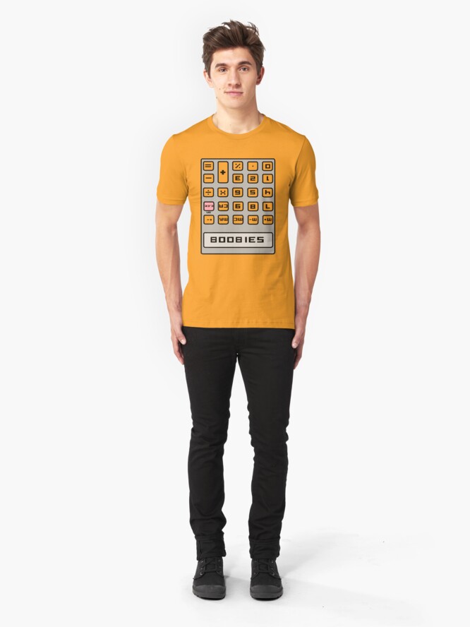 Alternate view of Caculator Message : Boobies Slim Fit T-Shirt