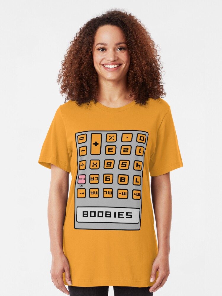 Alternate view of Caculator Message : Boobies Slim Fit T-Shirt