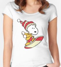Snoopy Snowboard Women's Fitted Scoop T-Shirt