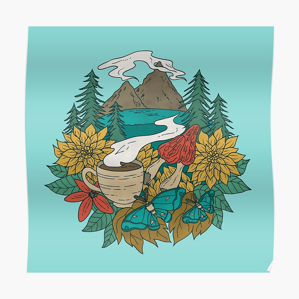 Pacific Northwest Coffee and Nature Poster