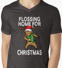 Flossing Home For Christmas Rudolph Reindeer Men's V-Neck T-Shirt