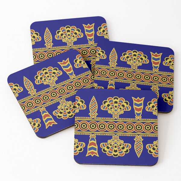Item preview, Assyrian Wall Painting in blue and gold designed and sold by nadegata.