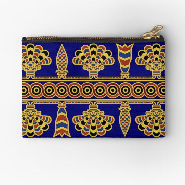 Assyrian Wall Painting in blue and gold Zipper Pouch