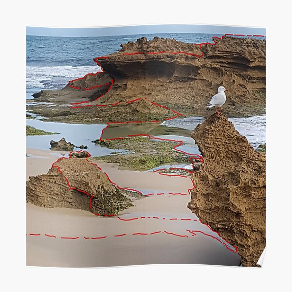 Stitched Landscape Red #1 Poster