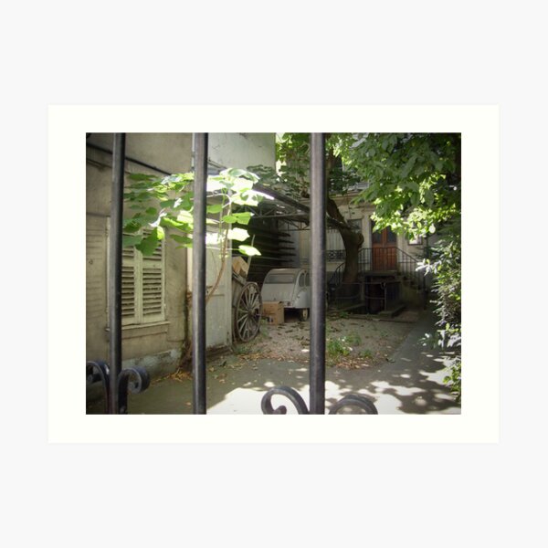 Paris house courtyard with old car Art Print