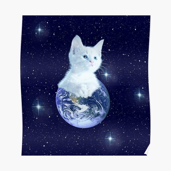 Space Baby Cat auf der Erde Poster