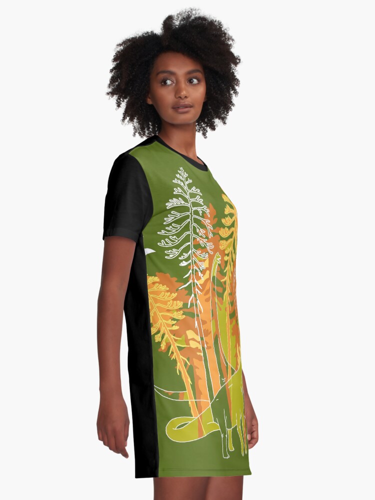 Alternate view of Brachio Grove | Dinosaur Art Graphic T-Shirt Dress