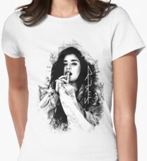 Camiseta entallada Lauren Jauregui logotipo blanco y negro