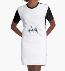 Nature. Mountains. Double Exposure. Geometric Style Graphic T-Shirt Dress