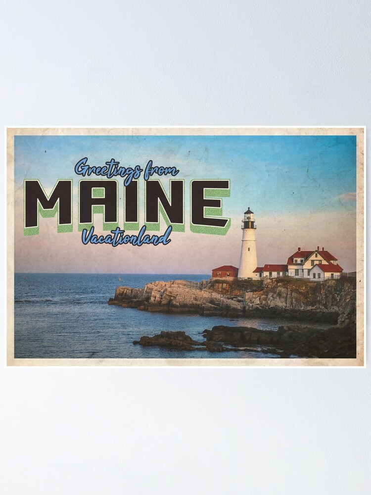 Vintage-Style Travel Posters, Maine Travel Decor