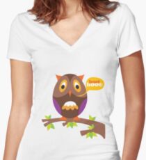 retro owl Women's Fitted V-Neck T-Shirt