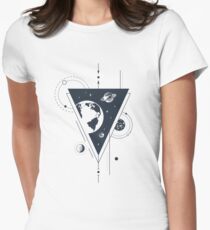 Space. Double Exposure. Geometric Style Women's Fitted T-Shirt