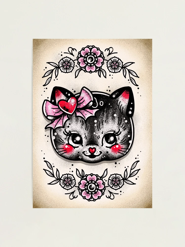 New! Halloween 2023! Pink Hex Cat Mascot Washi Tape. Cute Happy Black Cat  Retro Tattoo Goth Style. — Domestica