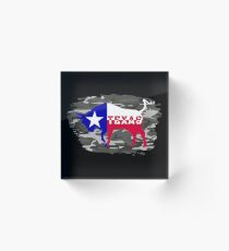 Texas Army Bull / Army Military Gift Flag Acrylic Block