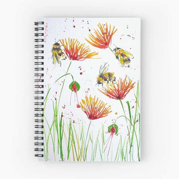Item preview, Bumble bees and red and yellow flowers designed and sold by Casimirasart.