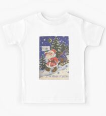 Santa Claus, Painting, Cartoon, christmas, winter, decoration, art, celebration, design, pattern, illustration, painting, snowman, snow, old, color image, old-fashioned, retro style, cards, tradition Kids Tee