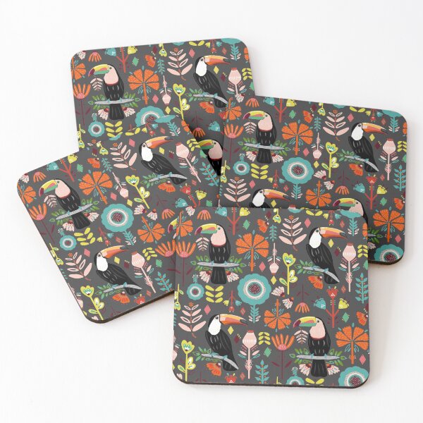 Item preview, Colorful Toucans On Grey  designed and sold by TigaTiga.