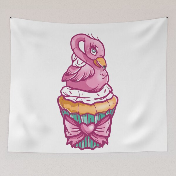 Item preview, Flamingo Cupcake Tattoo Flash designed and sold by Ella Mobbs.