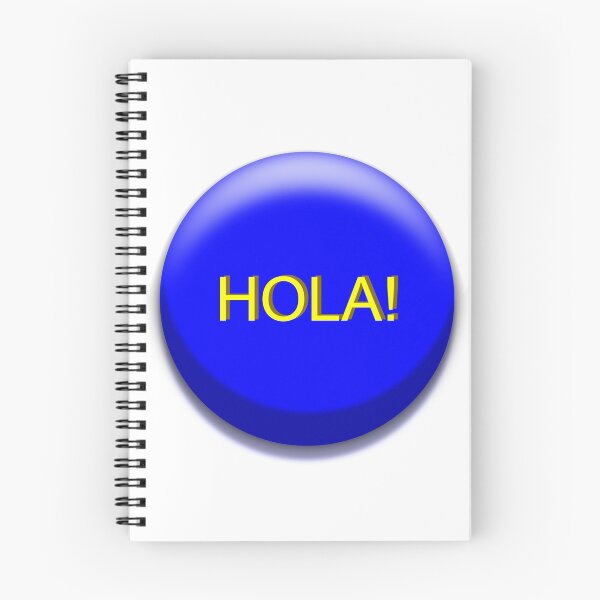 Item preview, Botón "Hola" en amarillo sobre fondo azul designed and sold by JoAnnFineArt.