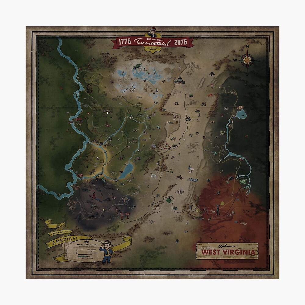 Fallout 76 World Map Poster By Spider Mayne Redbubble