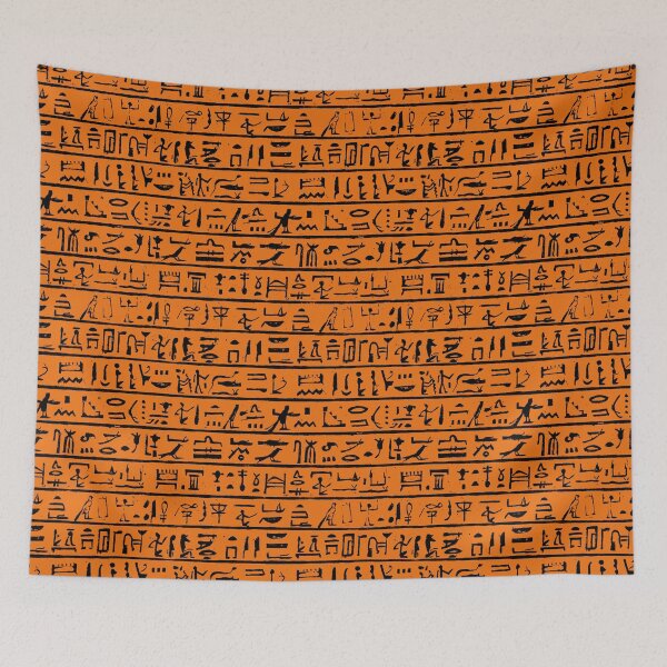 Item preview, Egyptian Hieroglyphics // Orange designed and sold by TLTextiles.
