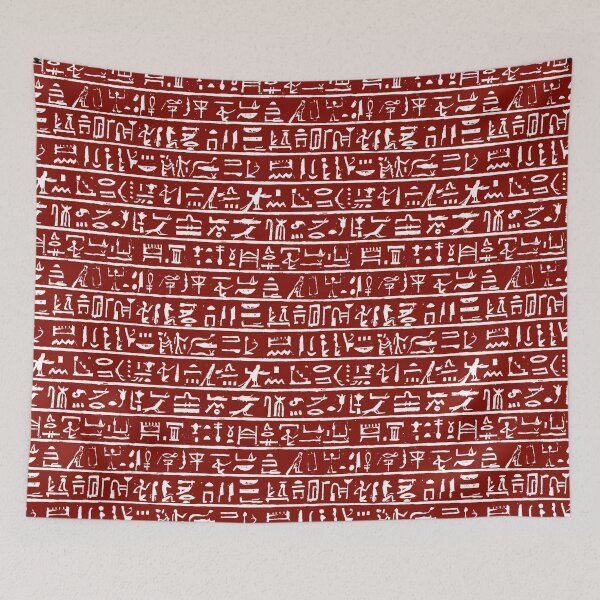 Item preview, Egyptian Hieroglyphics // Maroon designed and sold by TLTextiles.