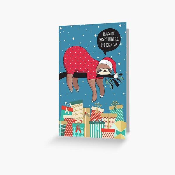 Funny Christmas Card - The Sloth Santa Greeting Card
