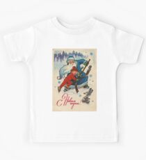 poster, santa claus, cartoon, christmas, ell, ac., illustration, art, lithograph, painting, people, adult, child, old, vertical, color image, marketing, advertisement, pattern, men, old-fashioned Kids Tee