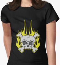Skull & Crossbones Flaming Dark Women's Fitted T-Shirt