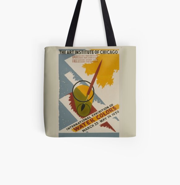 Chicago Watercolor Art Exhibition Vintage Poster All Over Print Tote Bag