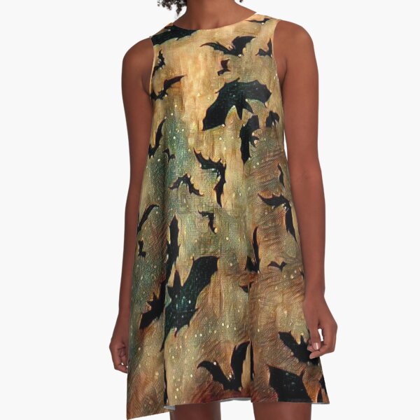 Bats On Gold Magic. A-Line Dress