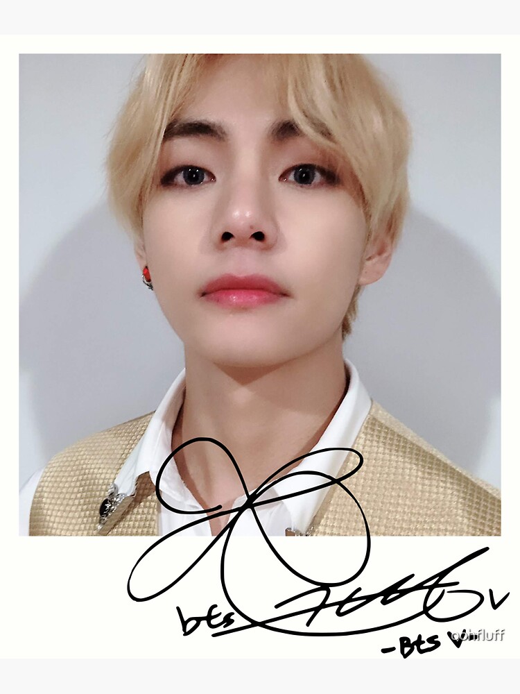 "BTS V POLAROID + SIGNATURE" Sticker by oohfluff Redbubble