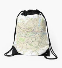 London Underground Geographical Map - Phone/Tablet Case, Poster, Sticker Drawstring Bag