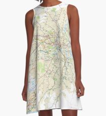 London Underground Geographical Map - Phone/Tablet Case, Poster, Sticker A-Line Dress