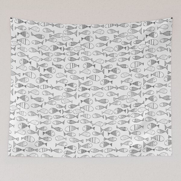 Item preview, cute little fish black on white designed and sold by studioMoSa.