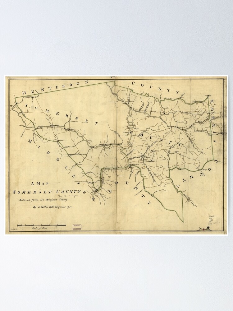 "Map of Somerset County, New Jersey (1781)" Poster by allhistory