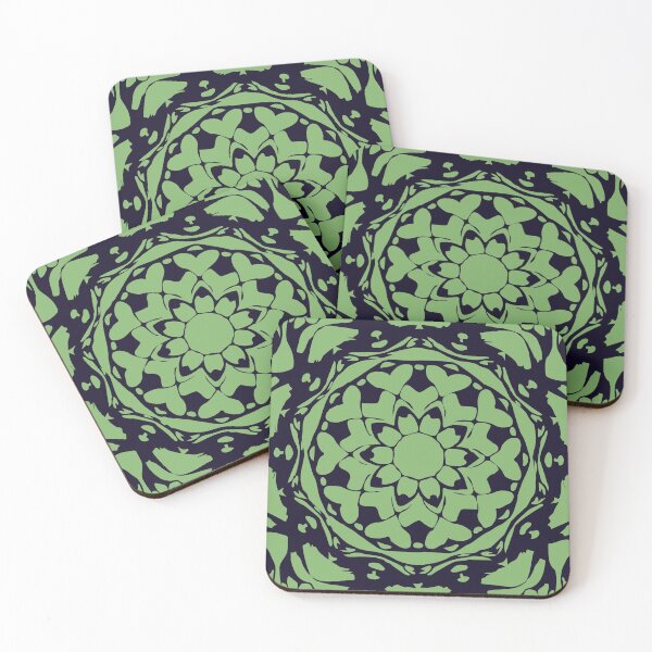 Item preview, Dark Blue & Green Floral Abstract Mandala designed and sold by Mia Harper Design.