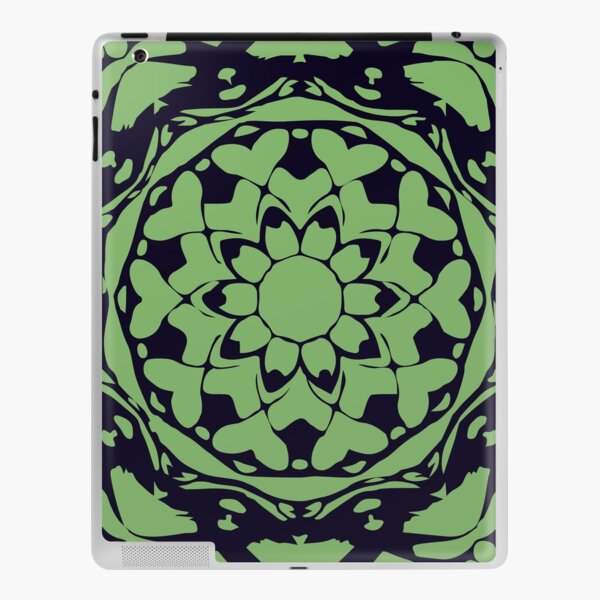 Dark Blue & Green Floral Abstract Mandala iPad Skin