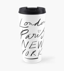 Taza de viaje Londres. París. Nueva York.