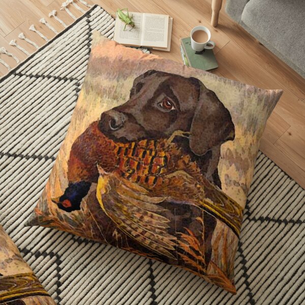 Vintage Labrador Hunting Floor Pillow