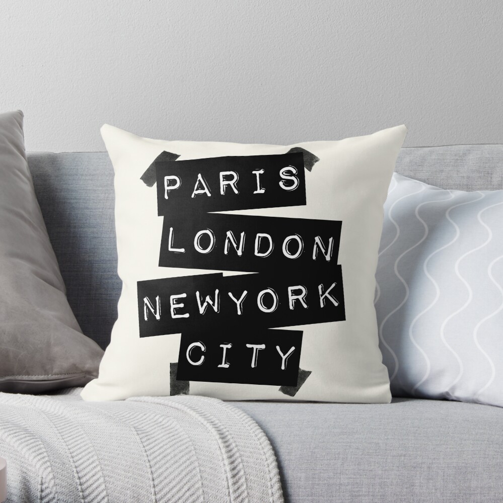 Paris. London. New York City. Throw Pillow