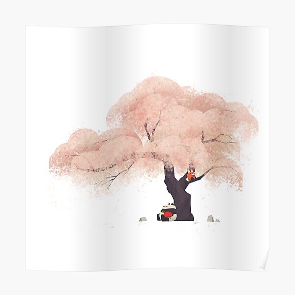 Cherry Blossom Pandas Poster