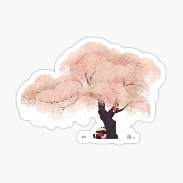 Cherry Blossom Pandas Sticker