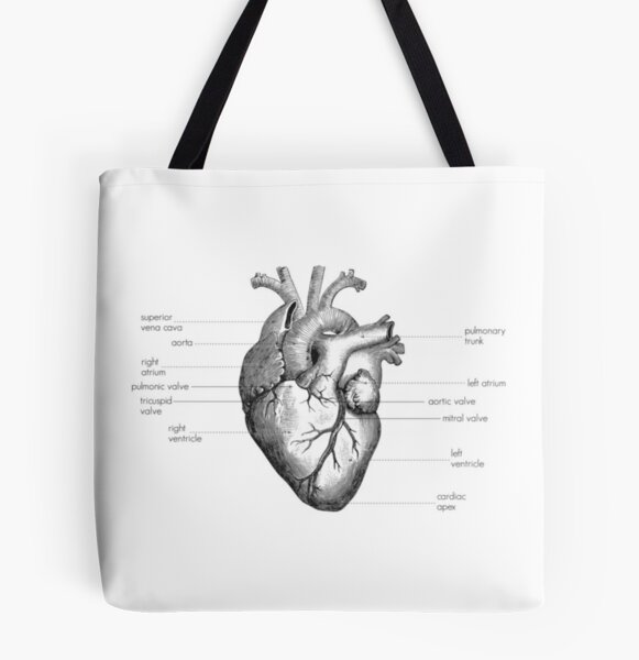 Simple Human Heart Diagram Tote Bag by Vintage Anatomy Prints