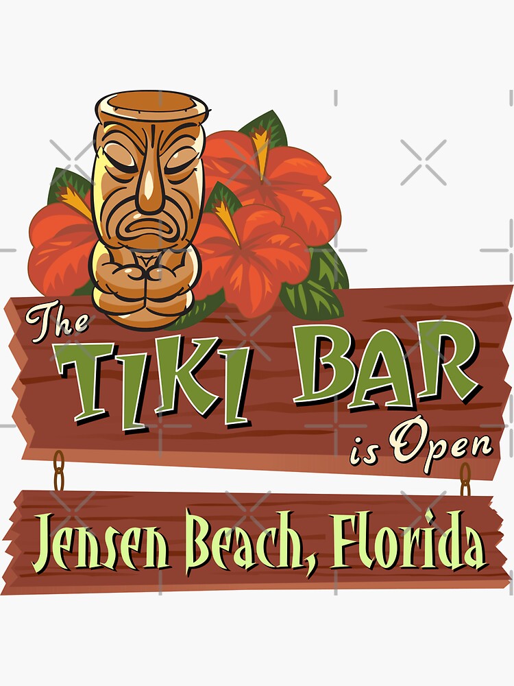 "Jensen Beach Florida souvenir tiki bar design" Sticker by