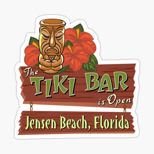 "Jensen Beach Florida souvenir tiki bar design" Sticker by
