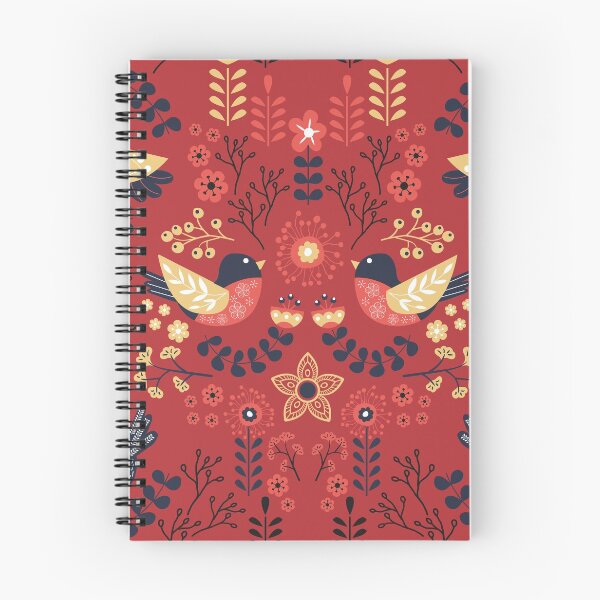 Aperçu de l'œuvre Oiseau Floral Scandinave - Rouge créée et vendue par Kind Mode Store.